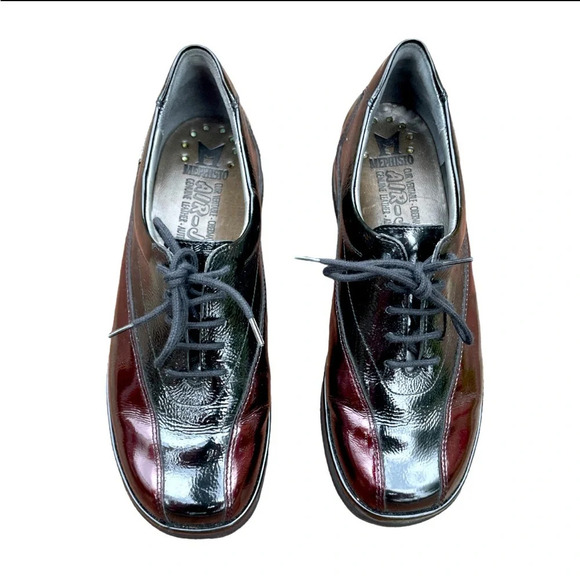 Mephisto Shoes - Mephisto womens Patent leather retro black bowling shoe lace up oxfords size 7